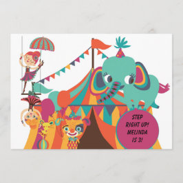 Invitación de cumpleaños a los niños retro Circus