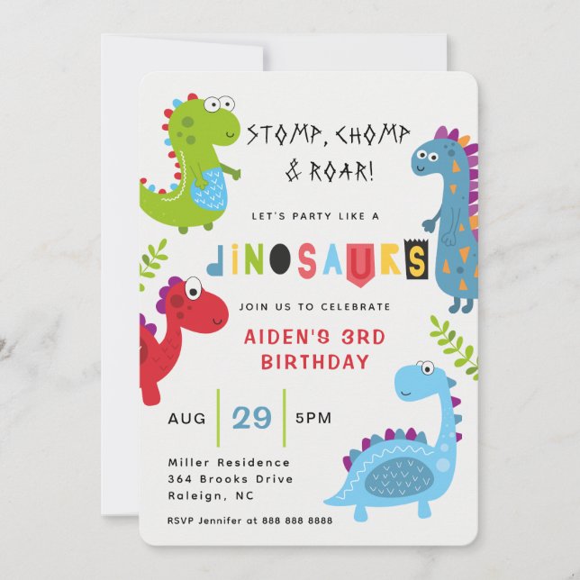 Invitación de cumpleaños a los niños ruidosos del  (Anverso)