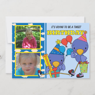 Invitación de cumpleaños a los pájaros azules foto