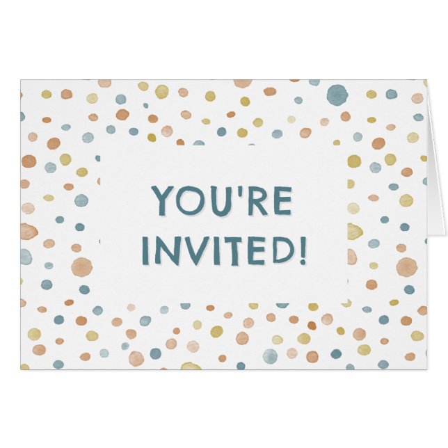 Invitación de cumpleaños a los puntos de acuarela  (Anverso (Horizontal))