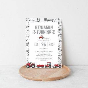 Invitación de cumpleaños a los tractores agrícolas