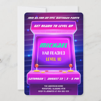 Invitación de cumpleaños a los videojuegos retro d