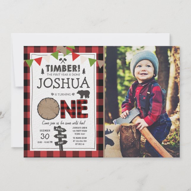 Invitación de cumpleaños a Lumberjack Cumpleaños d (Anverso)