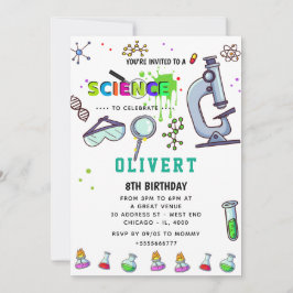 Invitación de cumpleaños a Mad Science Fiesta