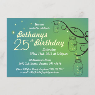 Invitación de cumpleaños a Mason Jar en verde y Ve