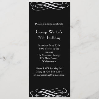 Invitación de cumpleaños a medianoche (negro)