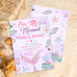 Invitación de cumpleaños a Mermaid Purple Watercol