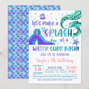 Invitación de cumpleaños a Mermaid Water Slide