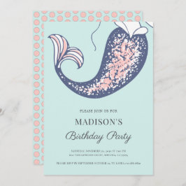 Invitación de cumpleaños a Mermaid Watercolor
