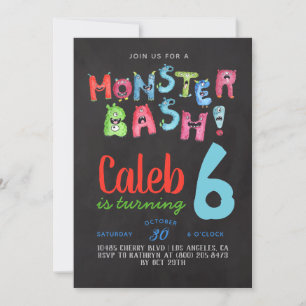 Invitación de cumpleaños a Monster Bash