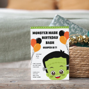 Invitación de cumpleaños a Monster de Halloween