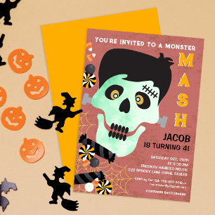 Invitación de cumpleaños a Monster Mash Halloween