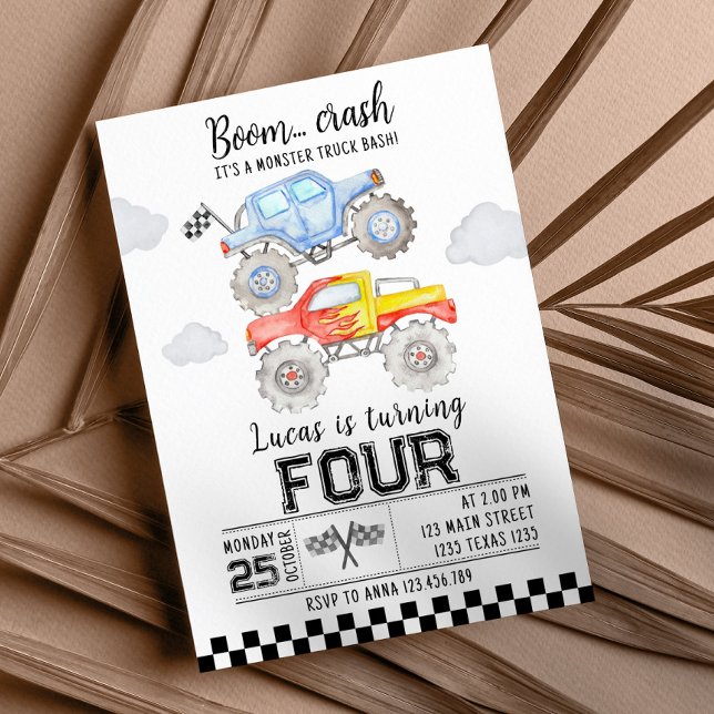Invitación de cumpleaños a Monster Truck (Subido por el creador)