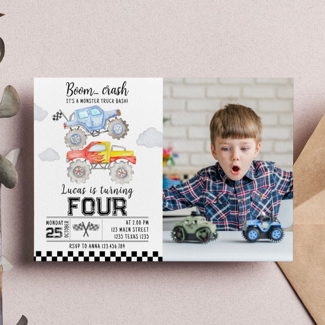 Invitación de cumpleaños a Monster Truck (Subido por el creador)