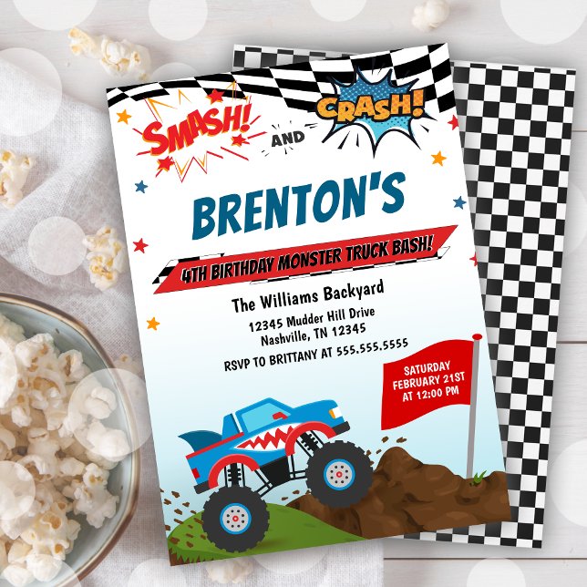 Invitación de cumpleaños a Monster Truck (Monster Truck Birthday Invitation)