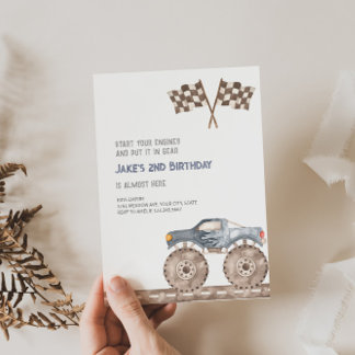 Invitación de cumpleaños a Monster Truck Bash