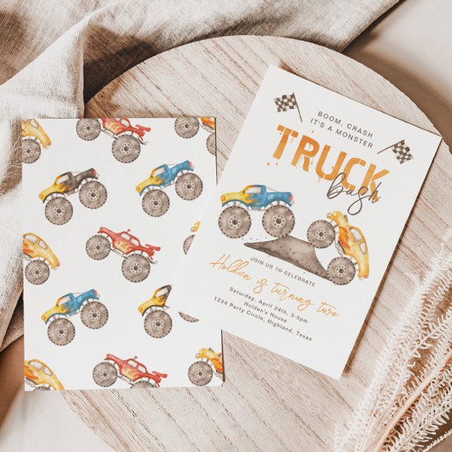 Invitación de cumpleaños a Monster Truck | Camión  (Subido por el creador)