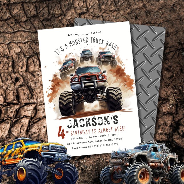 Invitación de cumpleaños a Monster Truck | Camione (Subido por el creador)