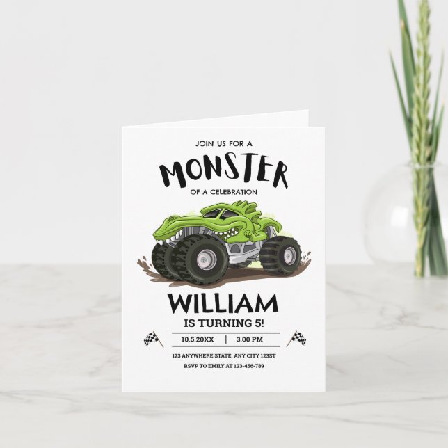 Invitación de cumpleaños a Monster Truck, cumpleañ (Anverso)