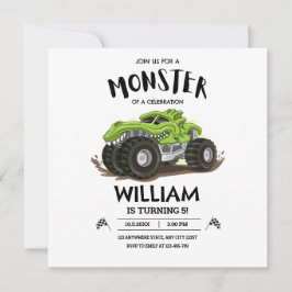Invitación de cumpleaños a Monster Truck, cumpleañ