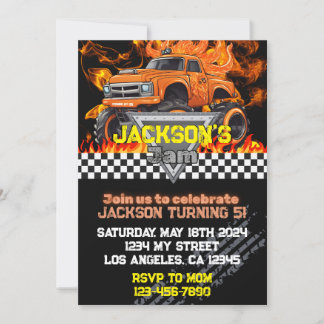 Invitación de cumpleaños a Monster Truck - Naranja