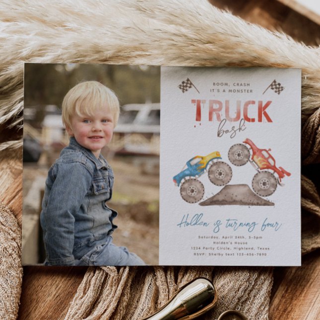 Invitación de cumpleaños a Monster Truck Photo (Subido por el creador)