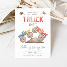 Invitación de cumpleaños a Monster Truck simple | 