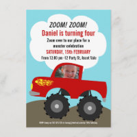 Invitación de cumpleaños a monstruar en un camión