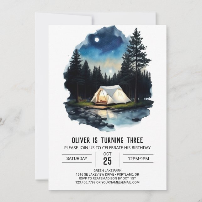 Invitación de cumpleaños a Mountain Adventure (Anverso)