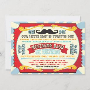Invitación de cumpleaños a Mustache Bash Ticket