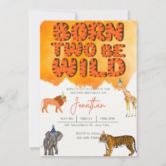 Invitación de cumpleaños a nacer dos y salvajes