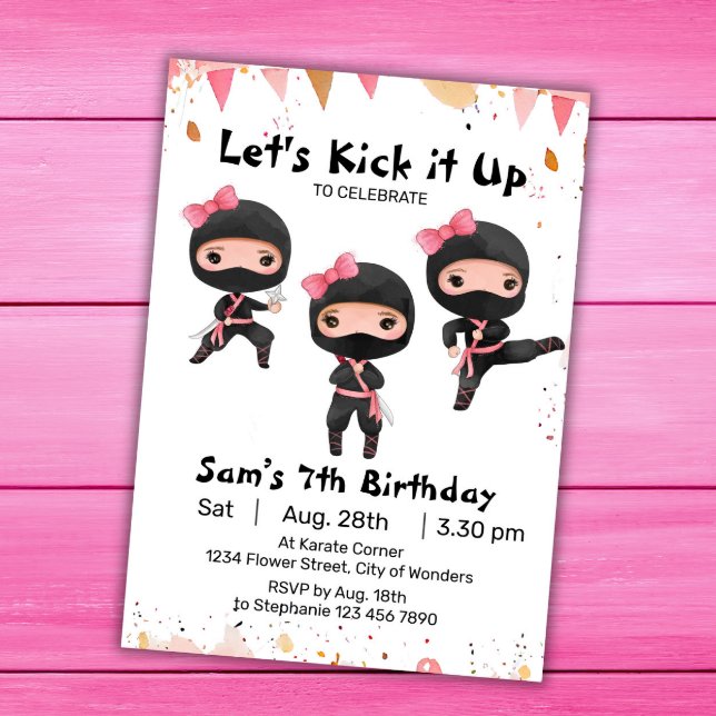 Invitación de cumpleaños a Ninja - Fiesta Chica de (Subido por el creador)