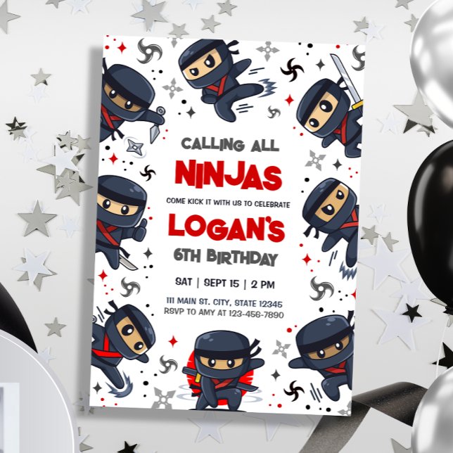 Invitación de cumpleaños a Ninja Warrior Karate (Subido por el creador)