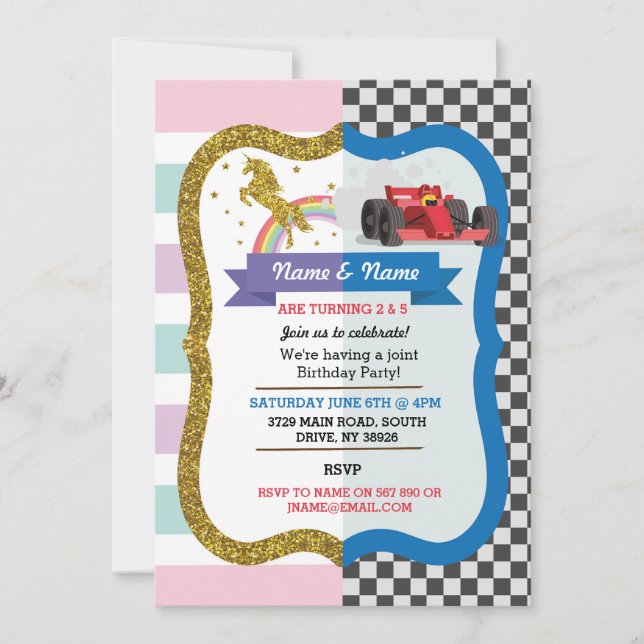 Invitación de cumpleaños a niño Chica unidosis de  (Anverso)