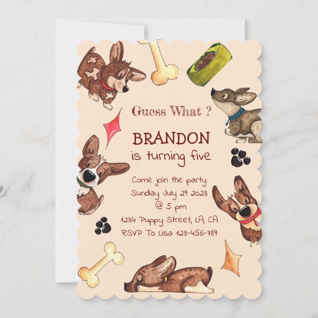 Invitación de cumpleaños a niños con pipa divertid (Anverso)