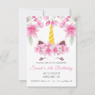 Invitación de cumpleaños a niños de Unicornio