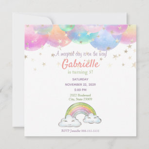 Invitación de cumpleaños a niños de Unicornio en e