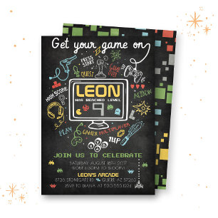Invitación de cumpleaños a nivel de videojuegos