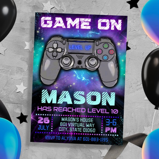 Invitación de cumpleaños a nivel de videojuegos (Subido por el creador)