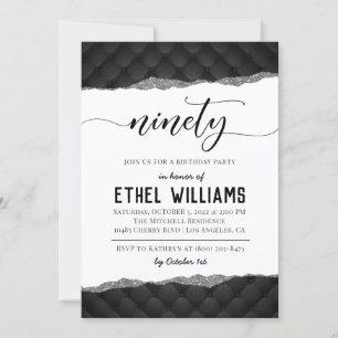 Invitación de cumpleaños a noventa diamantes