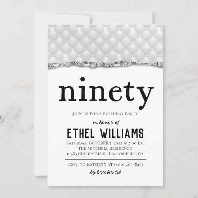 Invitación de cumpleaños a noventa diamantes (Anverso)