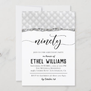 Invitación de cumpleaños a noventa diamantes