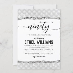 Invitación de cumpleaños a noventa diamantes