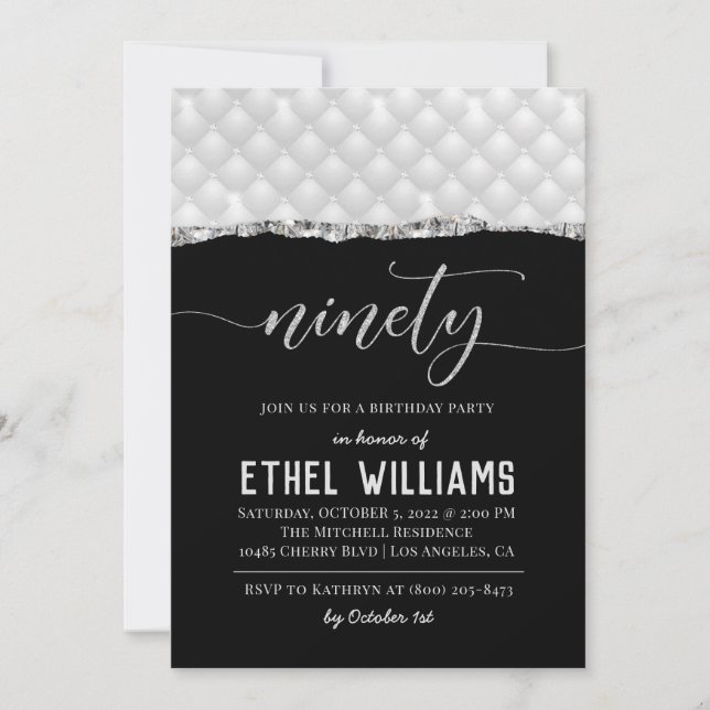 Invitación de cumpleaños a noventa diamantes (Anverso)