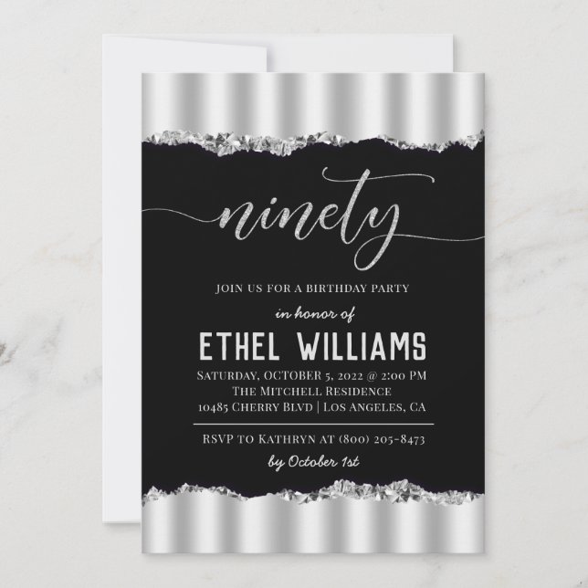 Invitación de cumpleaños a noventa diamantes (Anverso)