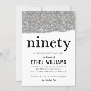 Invitación de cumpleaños a noventa diamantes