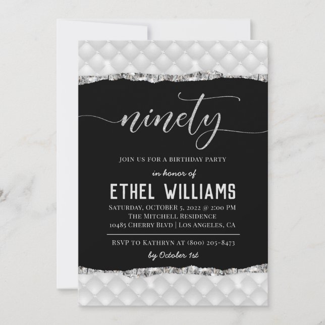 Invitación de cumpleaños a noventa diamantes (Anverso)