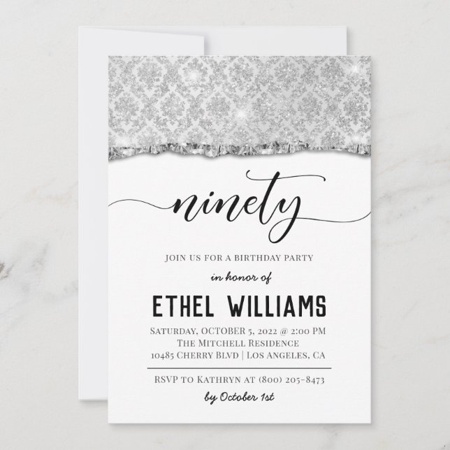 Invitación de cumpleaños a noventa diamantes (Anverso)