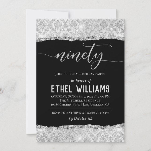 Invitación de cumpleaños a noventa diamantes (Anverso)