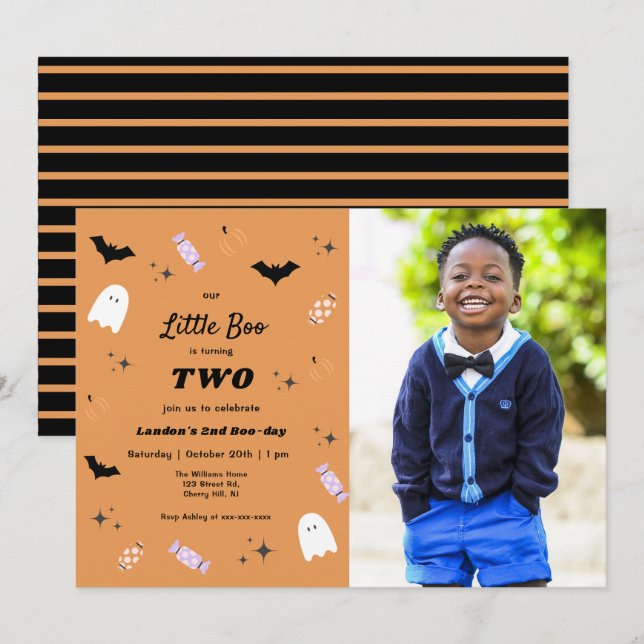 Invitación de cumpleaños a nuestro pequeño Boo Hal (Anverso / Reverso)